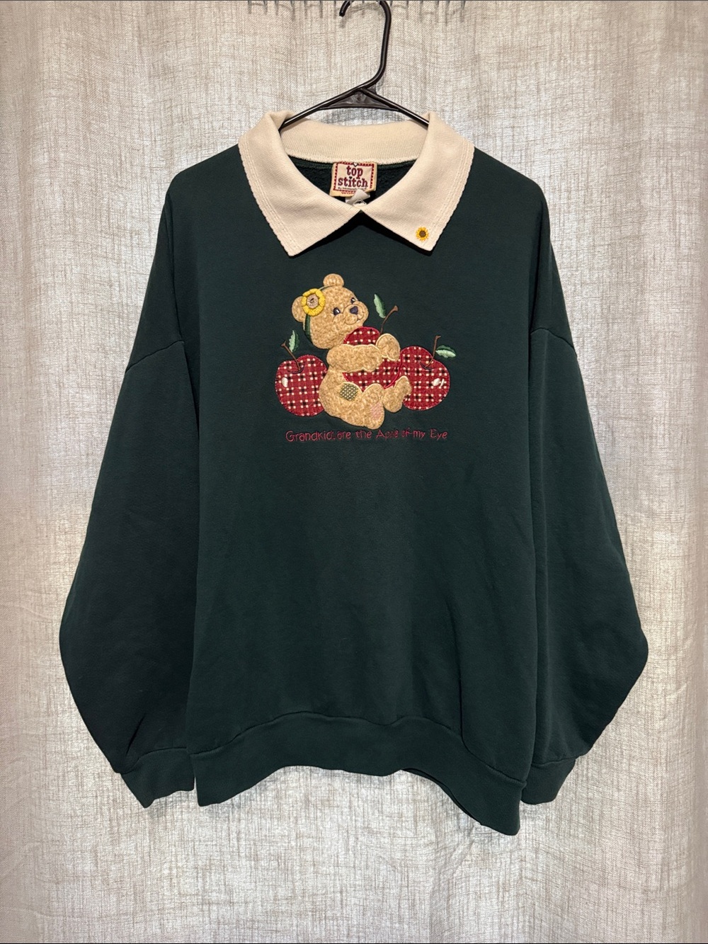 Vintage 1990s Top Stitch by Morning Sun Collared Graphic Sweatshirt